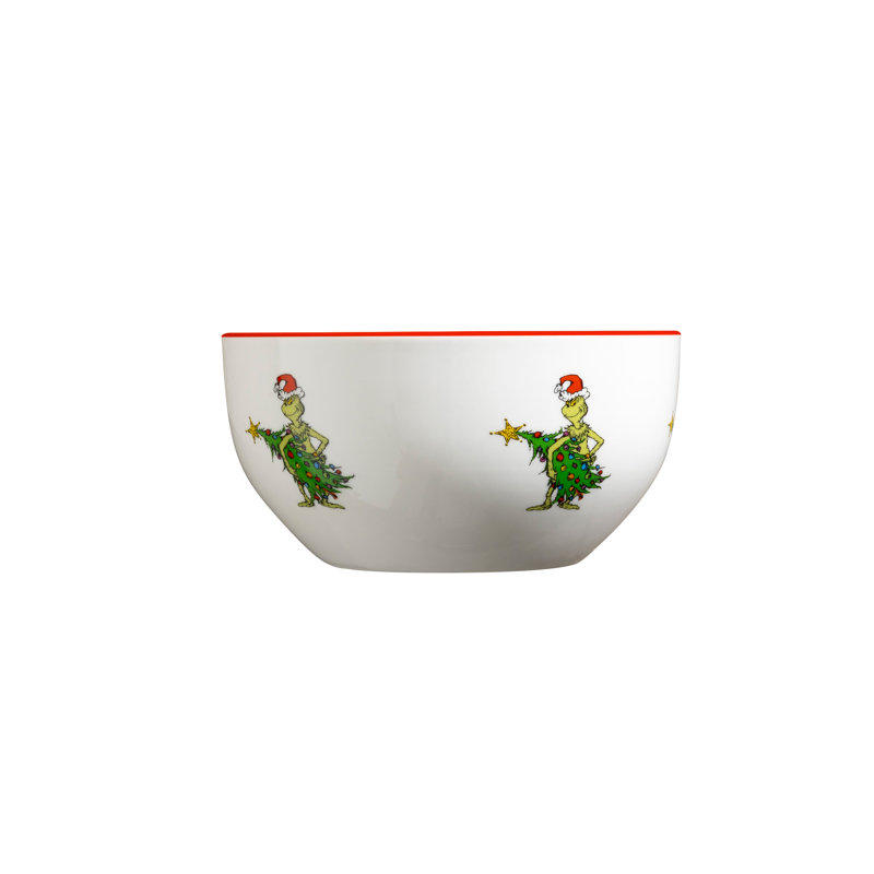 The Grinch 12PC Porcelain Dinner Set Stealing Tree 4 Christmas Plates & Bowls