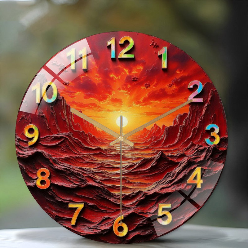Horloge murale coucher de soleil - Horloge murale 12 po
