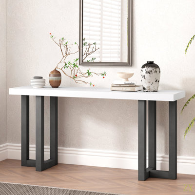 Geometric Design Console Table With Solid Pine Legs,Suitable For Entryway, Hallway, Living Room, Bedroom