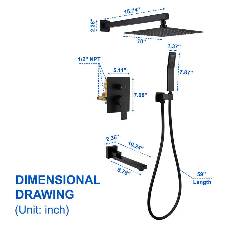Shower System, Matte Black