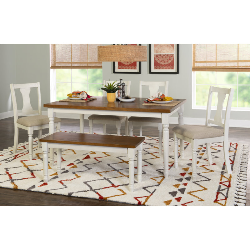 Io 6-Piece Two-Tone Wood and Upholstered Dining Set , White