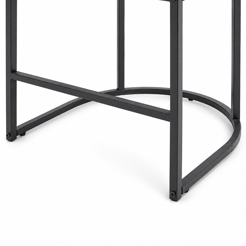 Tabouret de bar 27 po à hauteur de comptoir, tabouret de comptoir rembourré avec structure en métal, Noir, Blanc