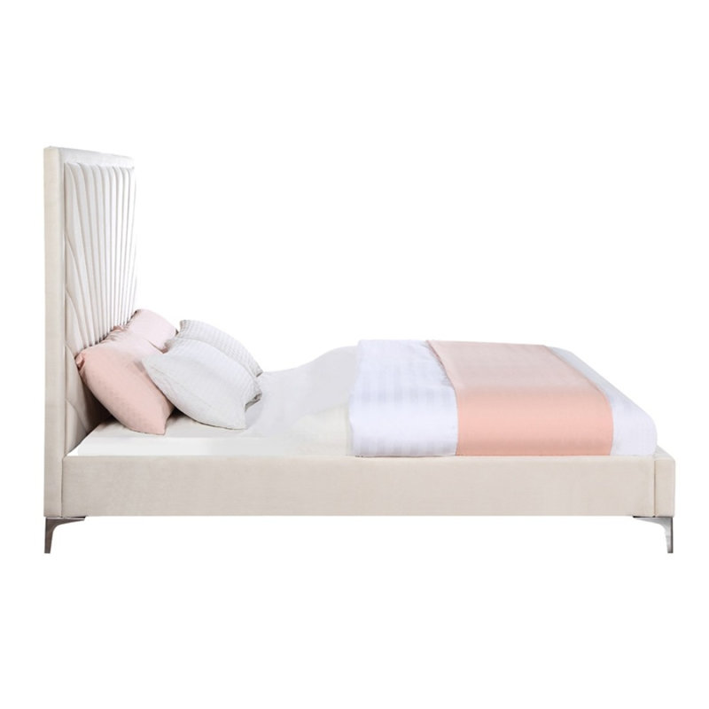 Meuble de lit moderne capitonné beige