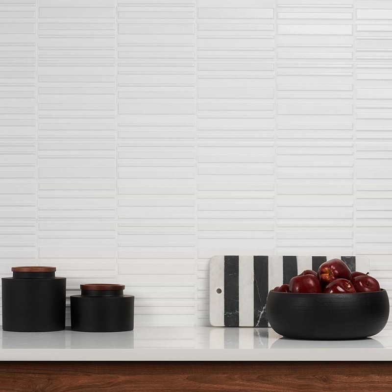 Sydney 8x16 3D Mixed Finish Ceramic Tile, White