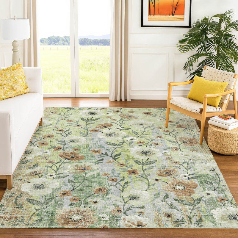 Machine Washable Indoor/Outdoor Chantille ACN2403 Floral Rug, Rectangle 2'6" x 3'10"
