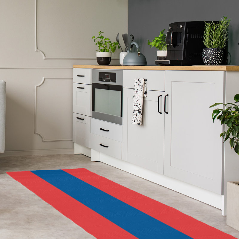 Tapis à rayures rouge/bleu dodger Los Angeles, Tapis de couloir 2 pi 6 po x 8 pi