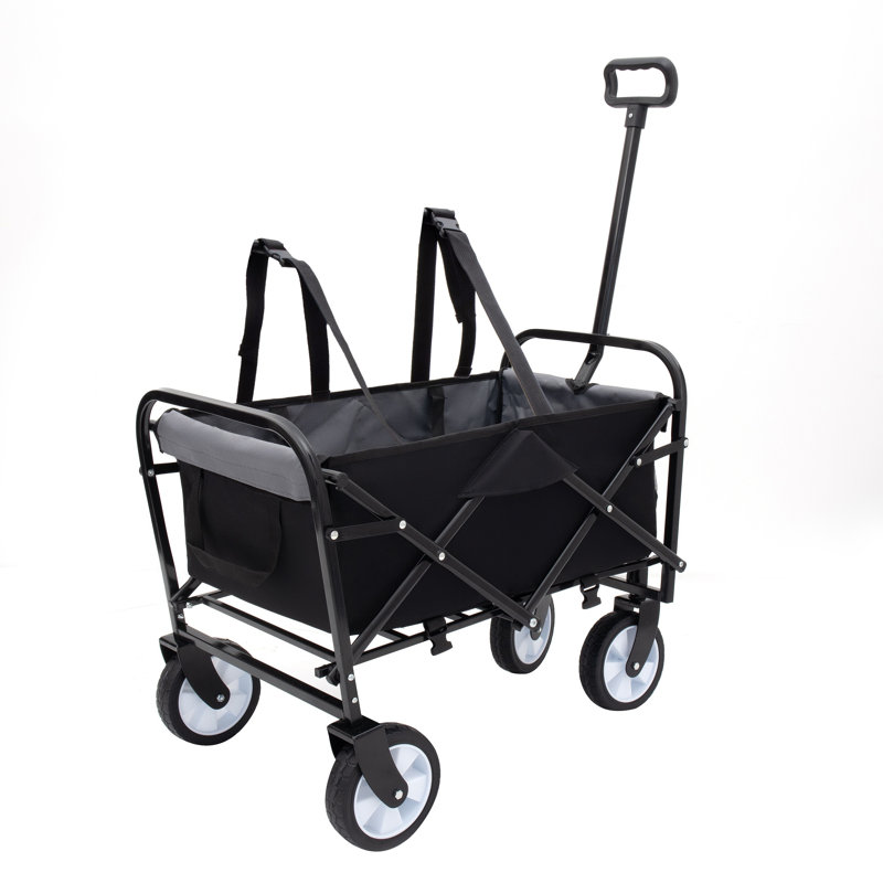Chariot pliable pliable à 4 roues, Noir