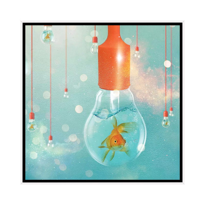 Goldfish Ideas II by Vin Zzep - Print on Canvas, 66.04 cm H x 66.04 cm W, White Framed