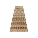 Vintage Turkish Runner, Mosaic-Inspired Multicolor Geometric Design - Rug & Kilim