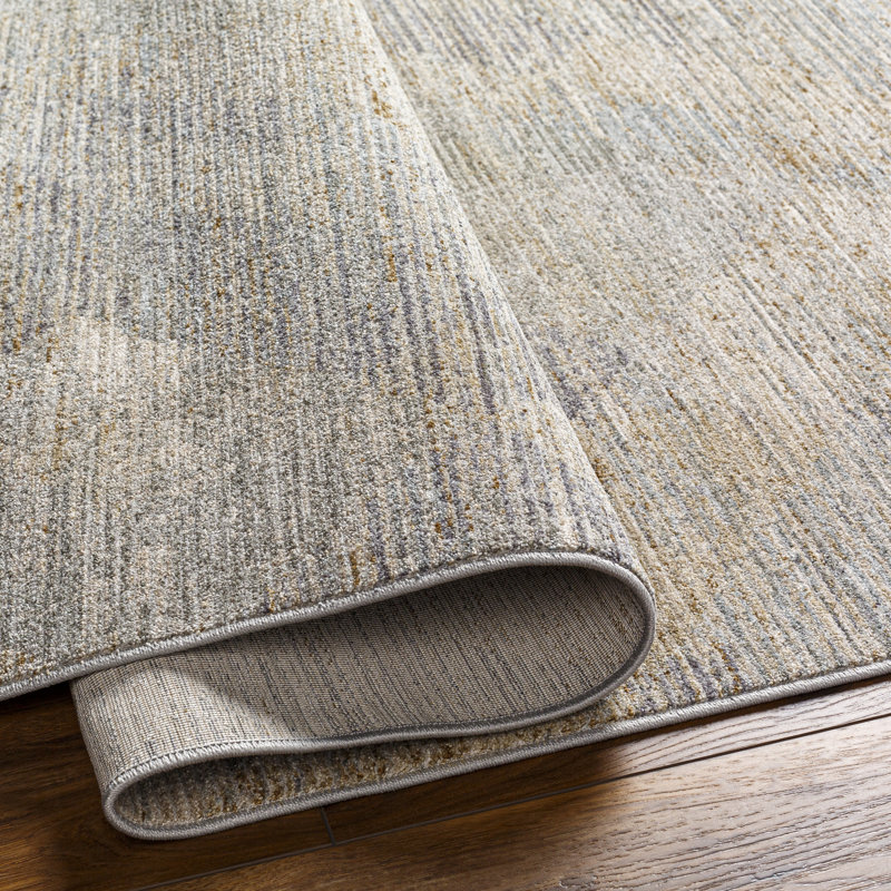 Don Abstract Machine Woven Polyester Area Rug in Gray/Slate/Beige, Rectangle 7'10" x 10'3"