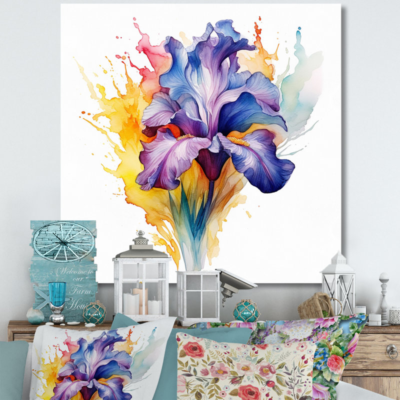 " Purple Gray Iris Impressions I ", Wrapped Canvas, 24" H x 24" W x 1" D