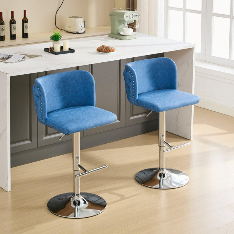 Chaise de salle à manger, Chrome, Bleu