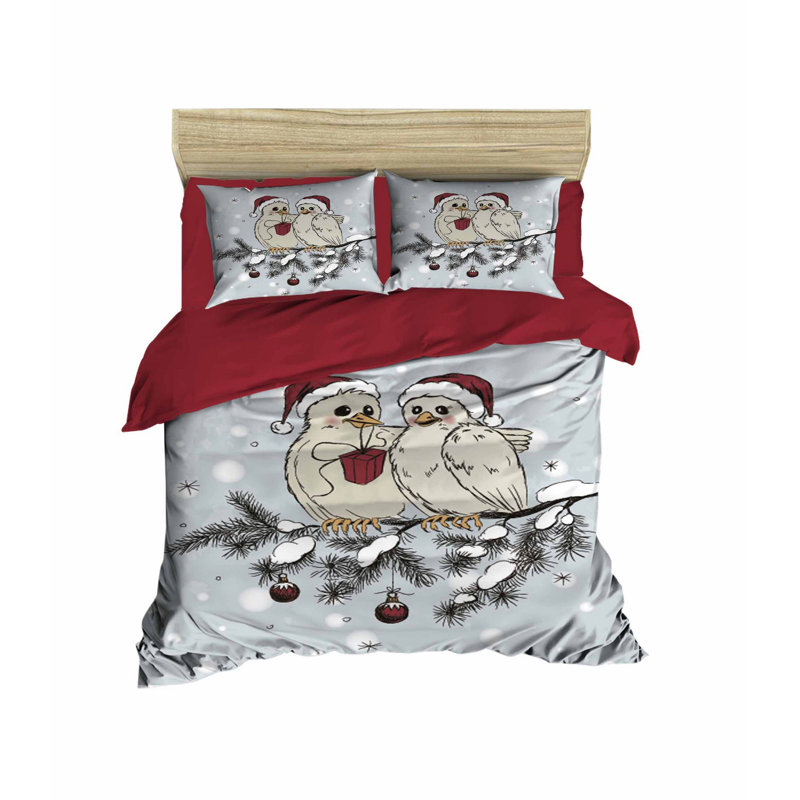Bruton Maroon/Grey/White Microfibre 3 Piece Duvet Cover Set