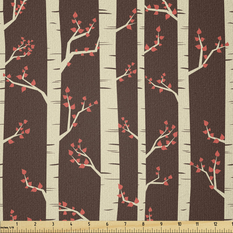 Detta Birch Trees in Autumn Season Leafy Branches Multi-Purpose Fabric