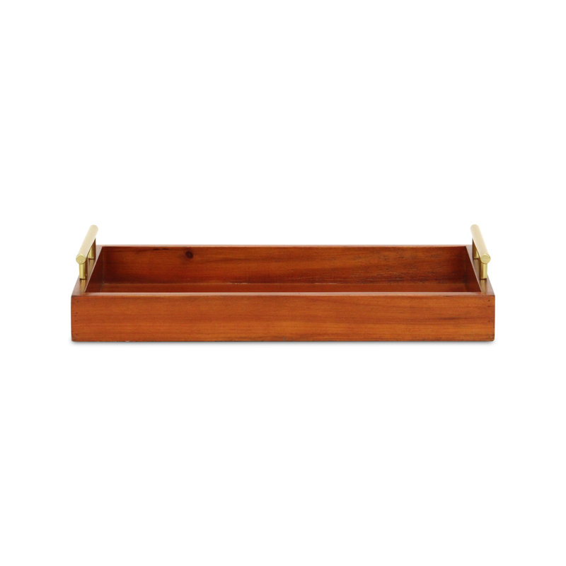 Plateau rectangulaire en bois Coran | Poignées en métal doré |