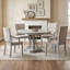 Ensemble de table de salle à manger ronde extensible rétro en chêne avec quatre fauteuils rembourrés-1738239485