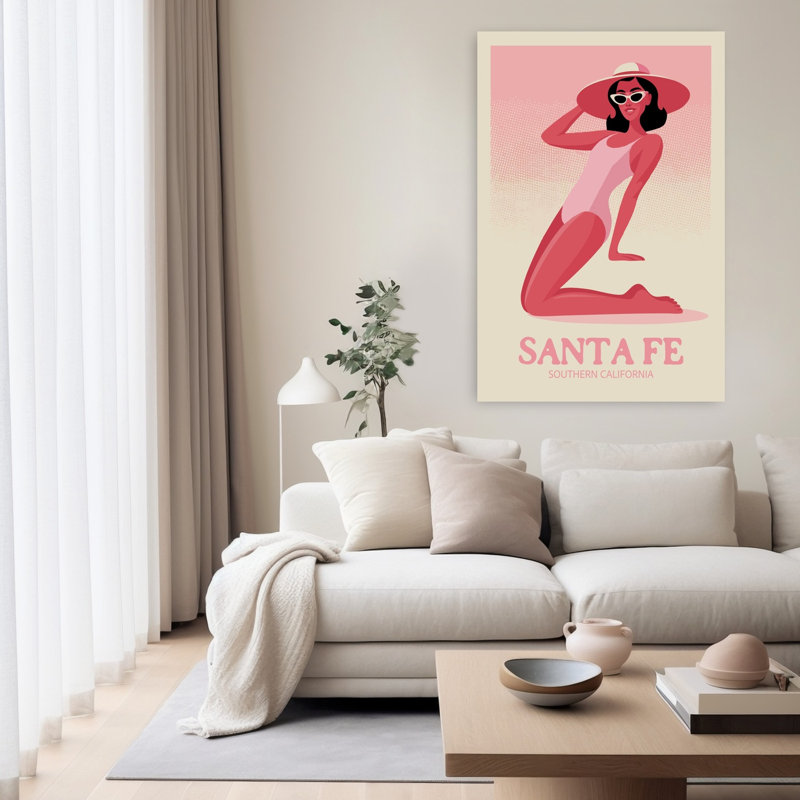 «Chic Santa Fe Summer Classic Retro Vintage Beach Summer», art mural, H 60 po x l 40 po