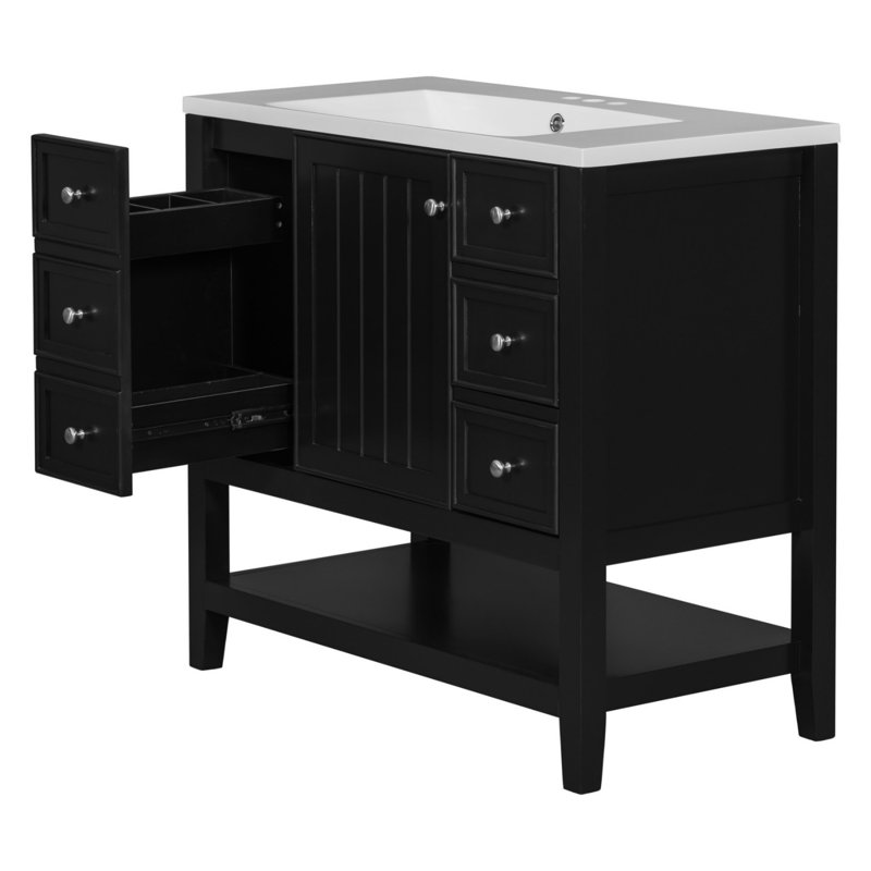 36" Bathroom Vanity with Sink Combo, Noir, noir, noir, noir