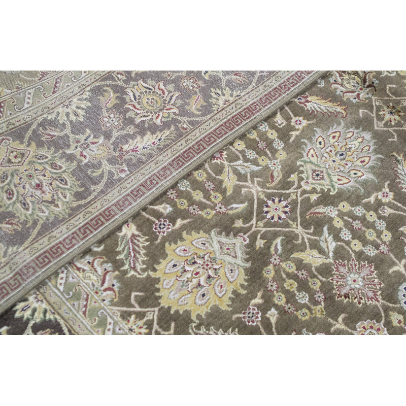 Tapis brun clair et brun de haute qualité noué à la main