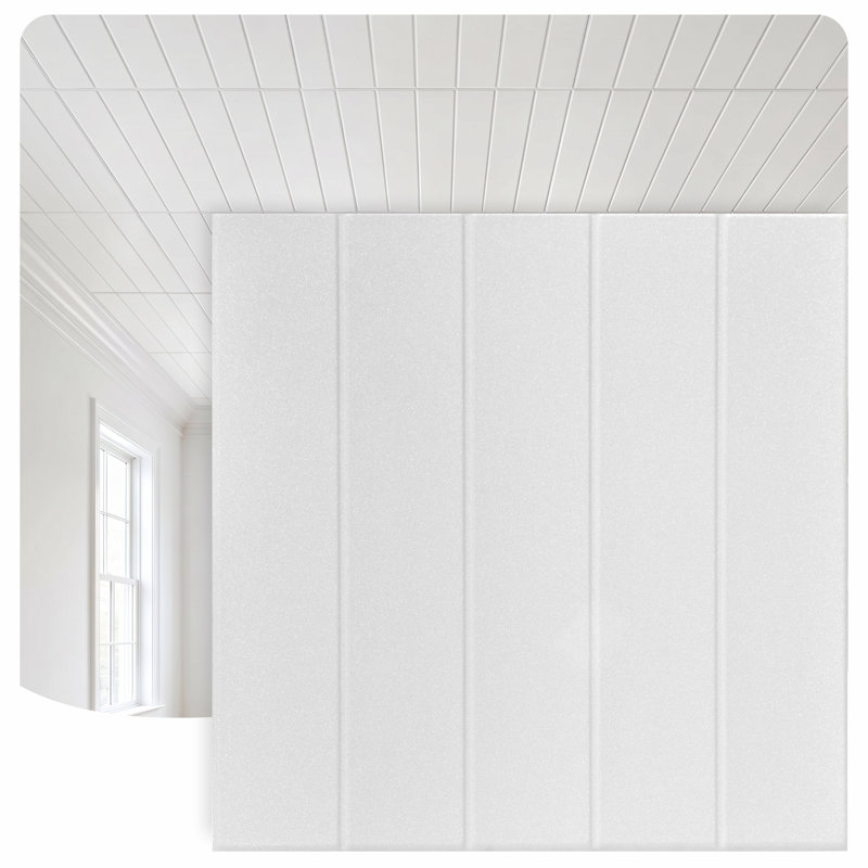 Carreau de plafond en polystyrène à coller 1,6 pi x 1,6 pi Bead Board, Blanc uni