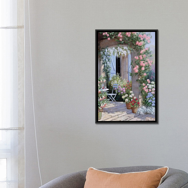 « fleur invitation », reproduction sur toile, H 26 po x l 18 po x P 1,5 po, Toile avec cadre noir, Pas de tapis
