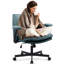 Chaise de bureau à pieds croisés avec accoudoirs rabattables et siège large, chaise de bureau ergonomique en tissu -1245010637