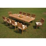 Erin Outdoor 11 - Piece Teak Dining Set