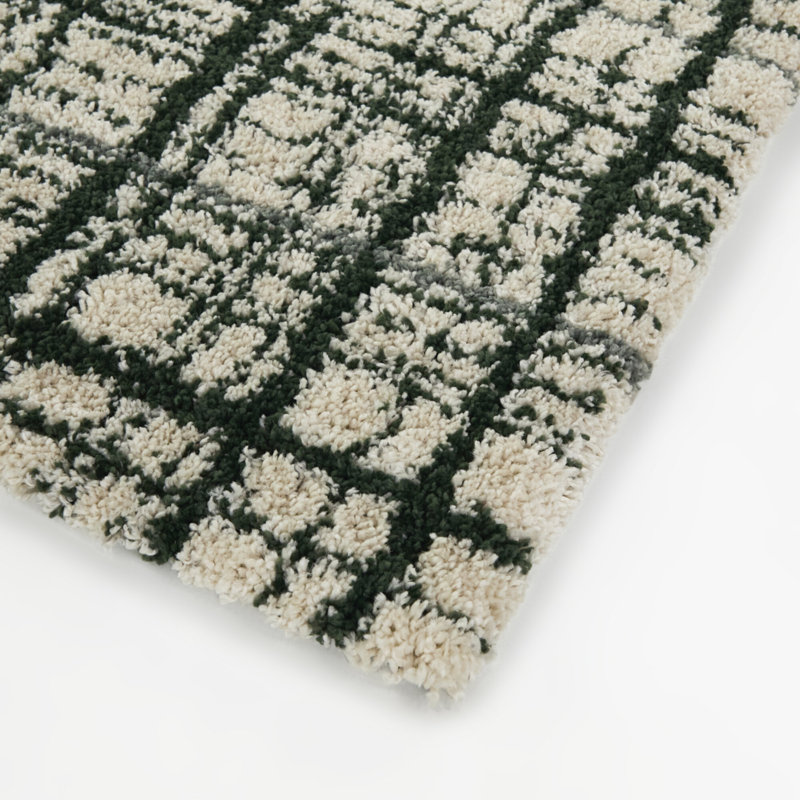 Circe Green Modern Abstract Plaid Area Rug, Rectangle 7'10" x 10'