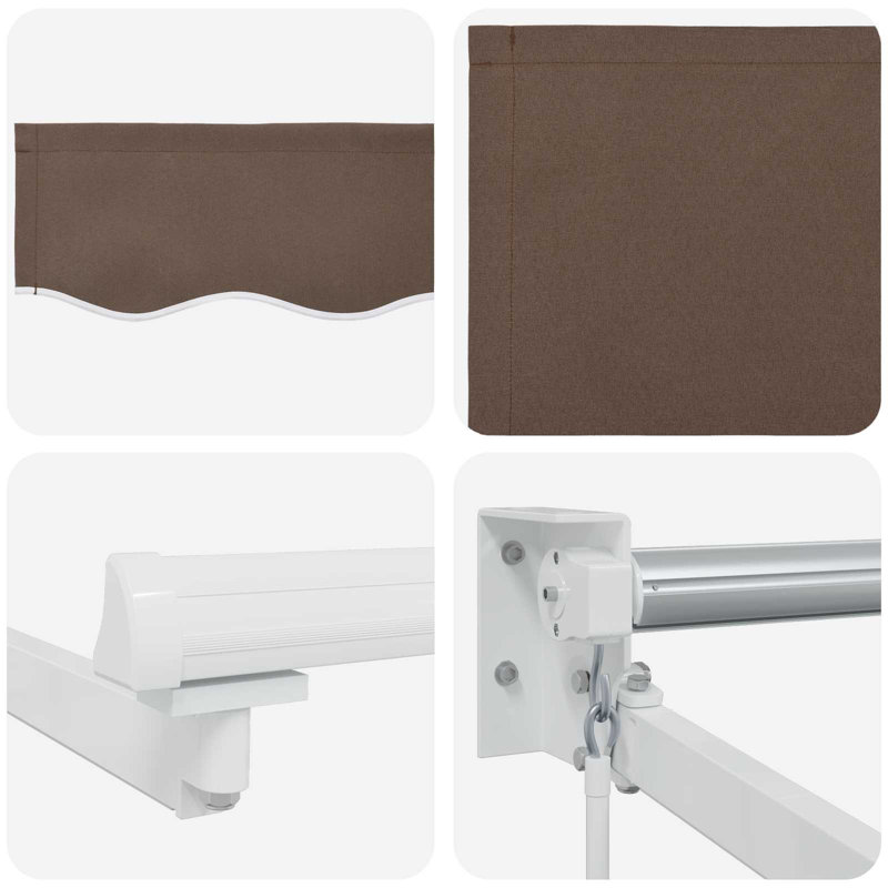 VidaXL Polyester Cover Retractable Patio Awning, 165cm H x 300cm W x 250cm D, White/Taupe