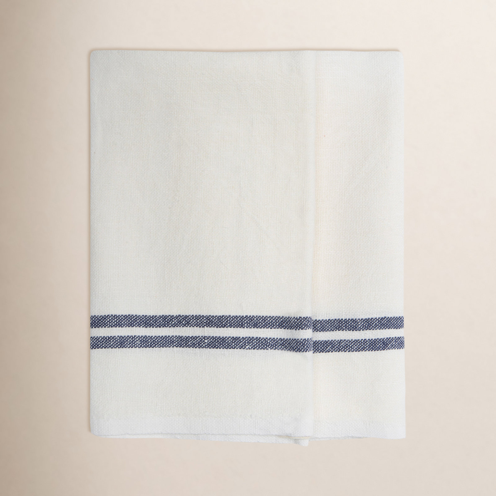 Brookline Stripe Tea Towel Kitchen Towel, Ivory/Navy