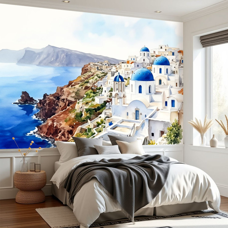 Papier peint adhésif auto-adhésif Santorini, L 96 po x l 69 po