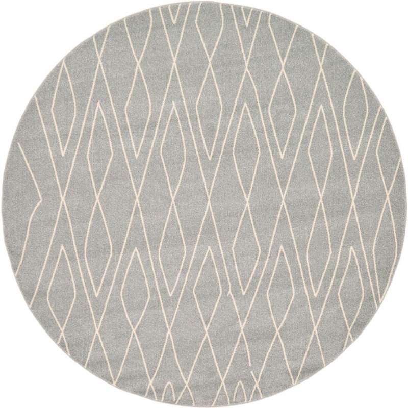 Tapis à motif géométrique gris / beige Globe, Rond 6 pi