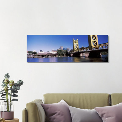 Tower Bridge, Sacramento, CA by Panoramic Images - Wrapped Canvas Panoramic Print