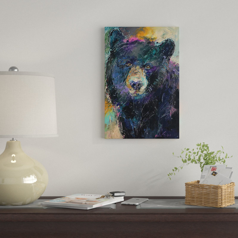 " Art Bear " by Richard Wallich, 26" H x 18" W x 1.5" D, Black Framed Canvas, No Mat
