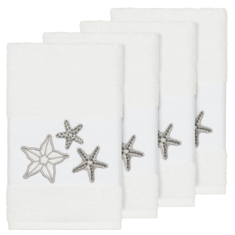 Lydia 100% Turkish Cotton Embellished Hand Towel, White