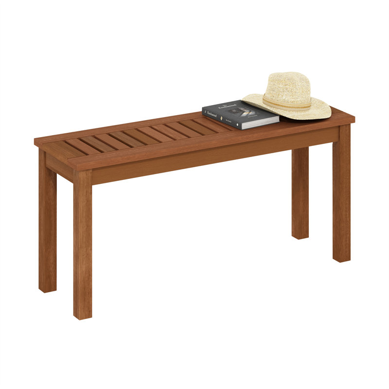 Shanda Hardwood Outdoor Backless Country Stool Bench in Teak Oil, Natural