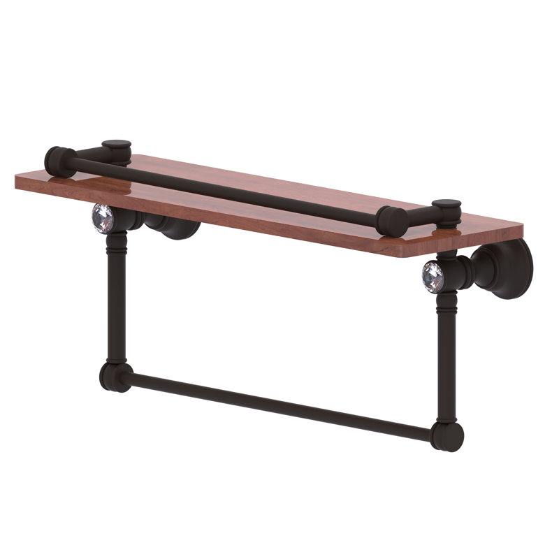 Freyja Ironwood Bracket Shelf with Towel Bar, 5.54" H x 16" W x 7.4" D, Oil Rubbed Bronze