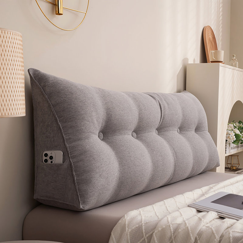 Cotton Rectangular Backrest, Light Grey, 150cm W x 20cm D