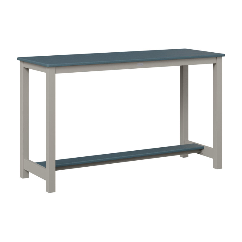 Balcony Outdoor Rectangle Bar Table, Slate, Platinum Silver, 35.5" H x 60" W x 22" D
