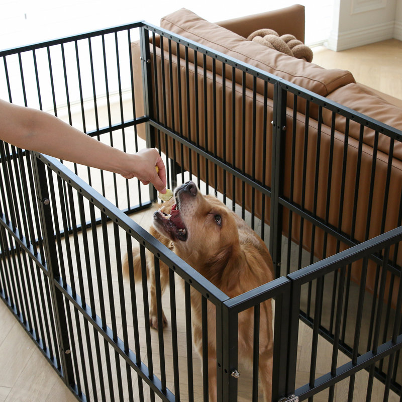 Heavy Duty Black Metal Dog Playpen with Lockable Door