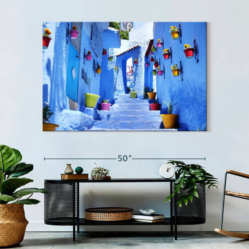 Ravi Chefchaouen Stairway, 34" H x 51" W
