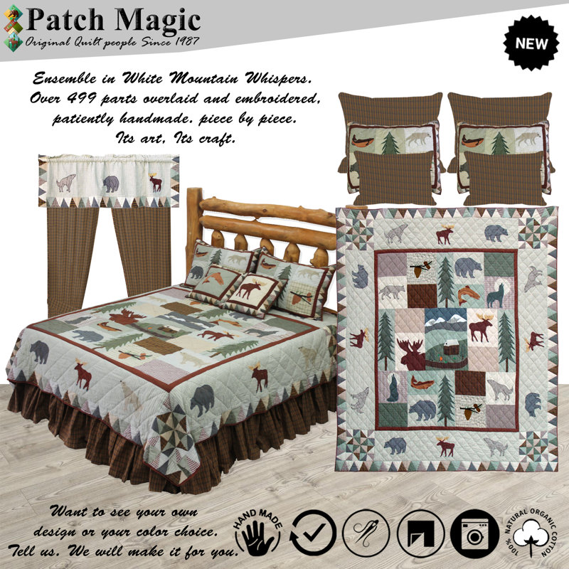 Mountain Whispers Cotton Percale Quilt, California King Quilt + 4 Shams