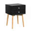 Table de chevet Mid-Century avec 2 tiroirs et pieds en bois d'hévéa-99155448