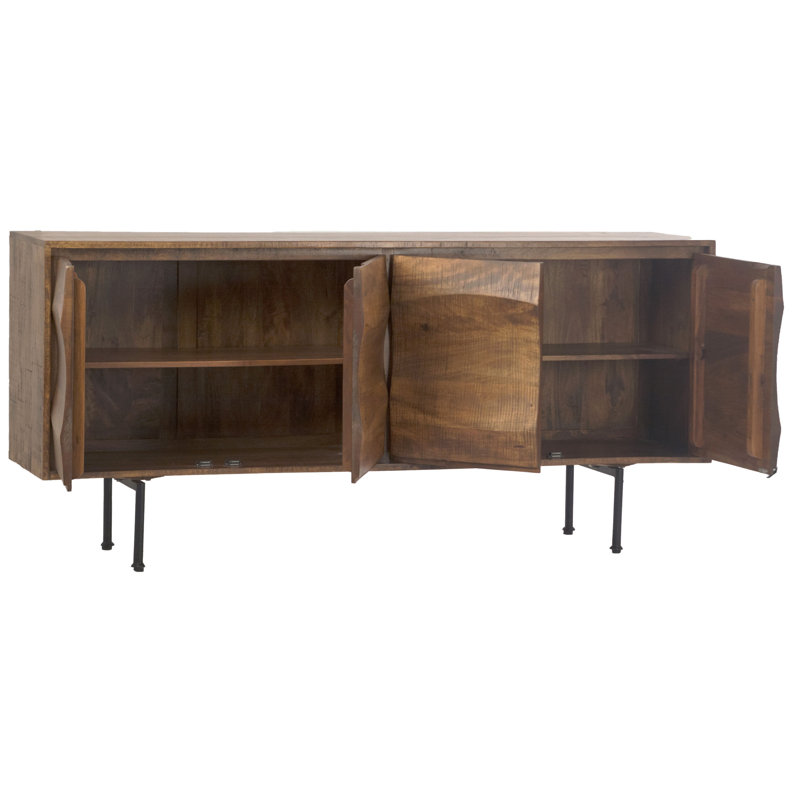 Judson 75" Mango Wood Sideboard w/ Iron Base, Medium Brown