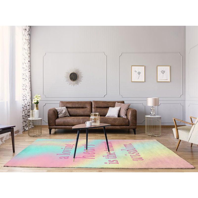 Tapis en polyester multicolore love, Rectangle 5 pi x 7 pi