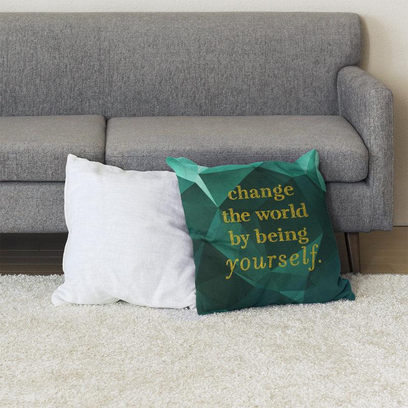 Coussin de sol à changement de pierres précieuses, 40 po x 40 po, Émeraude / doré