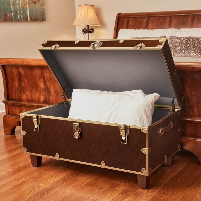 RHINO LUXURY FAUX LEATHER END OF BED TRUNK - SQUARE FEET, Espresso