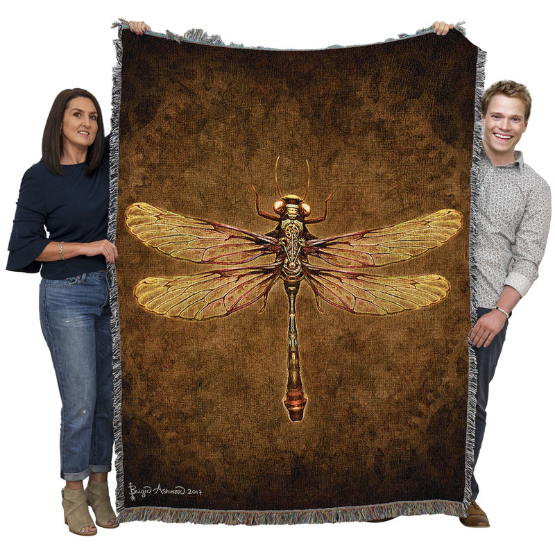 Pure Country Weavers Steampunk Dragonfly Blanket by Brigid Ashwood - Gift Fantasy Tapestry Throw Woven from Cotton - Made in The USA (72x54)