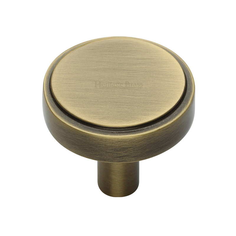 Heritage Brass Cabinet Knob Stepped Disc Design, 3.8cm