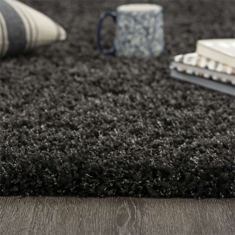 Tapis noir Flokati, 5x7